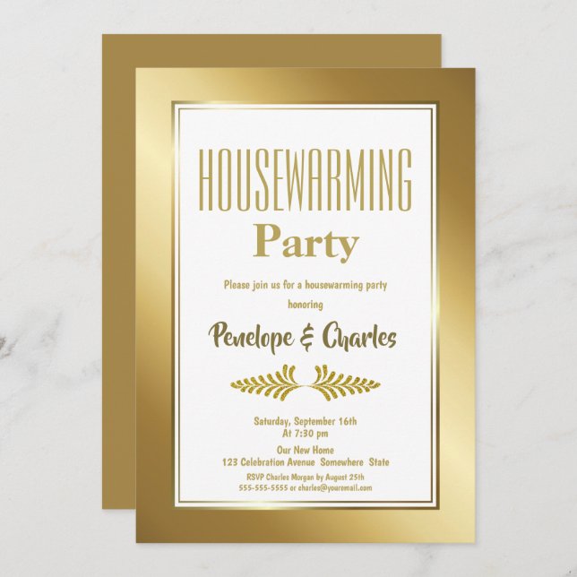 Gold Glitter Housewarming Party Invitation (Front/Back)