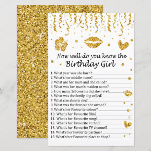 Gold glitter How well do you know the birthday gir