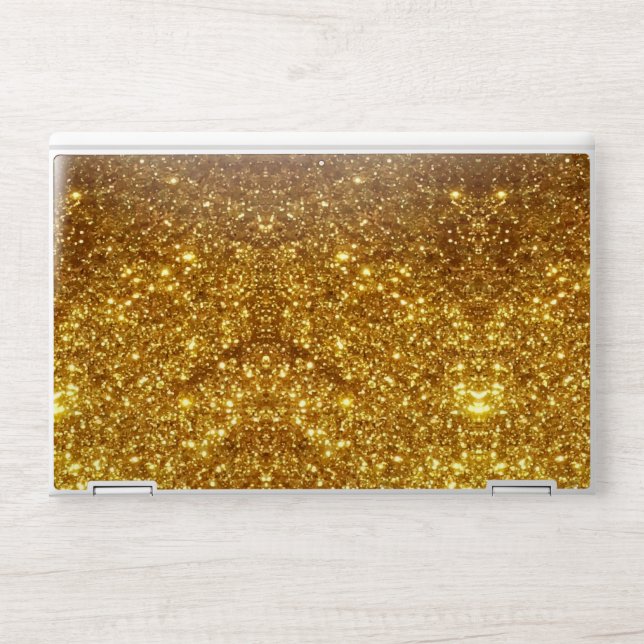 Gold Glitter HP Laptop Skin - Glitter Effect (Front)