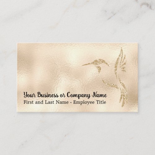 Gold Glitter Hummingbird Business Card