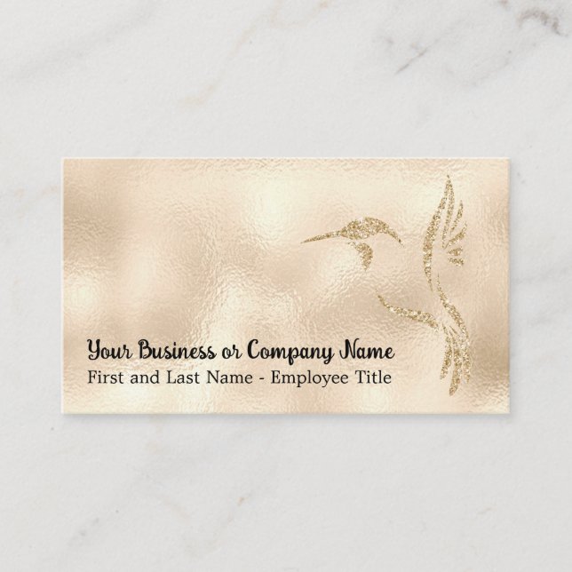 Gold Glitter Hummingbird Business Card (Front)