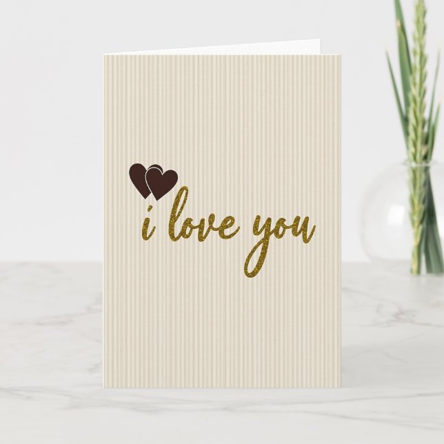 Gold Glitter I Love You Hearts Card (Front)