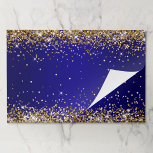 Gold Glitter Indigo Blue Ombre Paper Pad