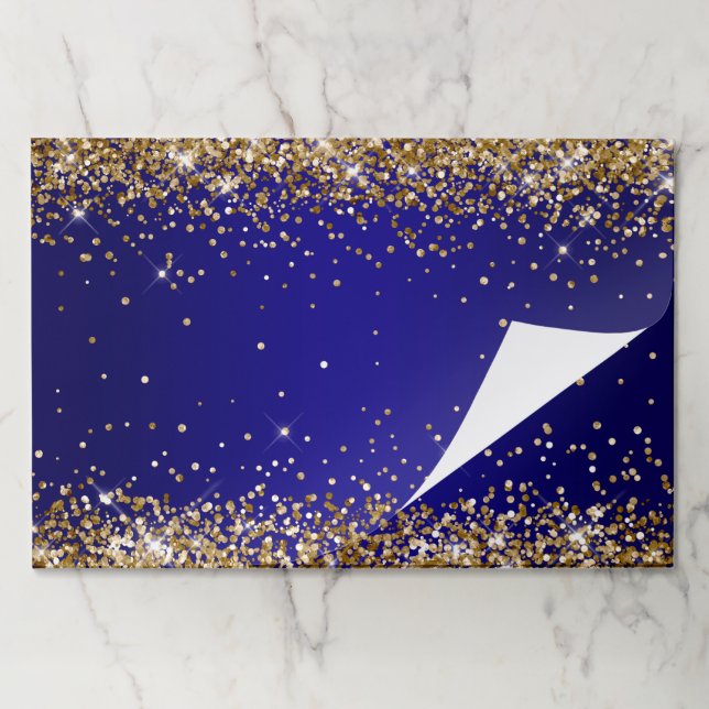 Gold Glitter Indigo Blue Ombre Paper Pad (Folded)
