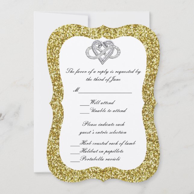 Gold Glitter Infinity Heart Response Card (Front)