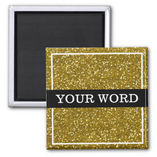 Gold Glitter Inspirational One Word Magnet