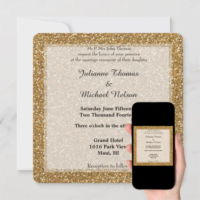 Gold Glitter Invitation Zazzle