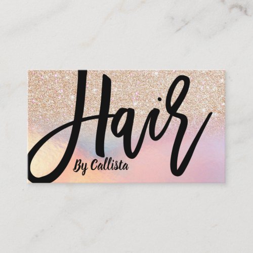 Gold Glitter Iridescent Holographic Hair Stylist Business Card