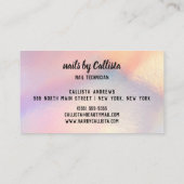 Gold Glitter Iridescent Holographic Nail Tech Business Card (Back)