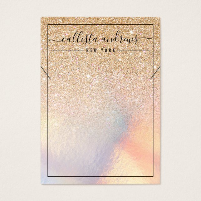 Gold Glitter Iridescent Necklace Display Card (Front)