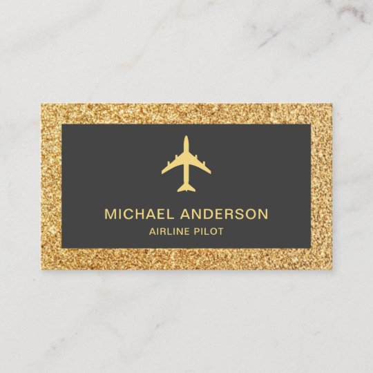 Gold Glitter Jet Aircraft Airplane Airline Pilot Business Card | Zazzle.com