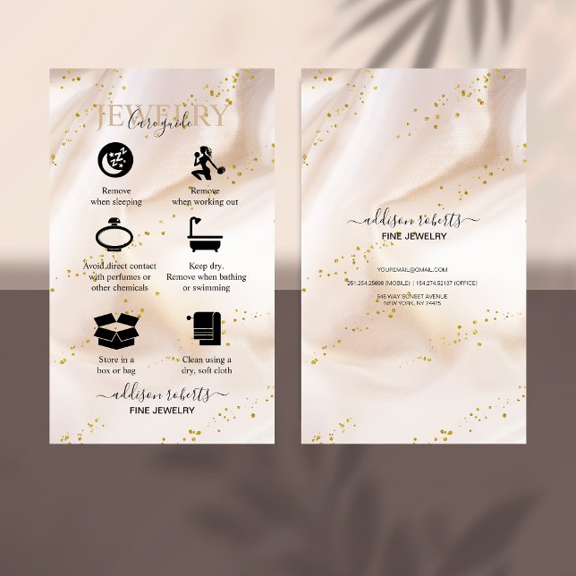 Gold glitter Jewelry Care  Business Card (Creator Uploaded)