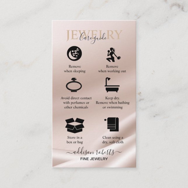 Gold glitter Jewelry Care  Business Card (Front)