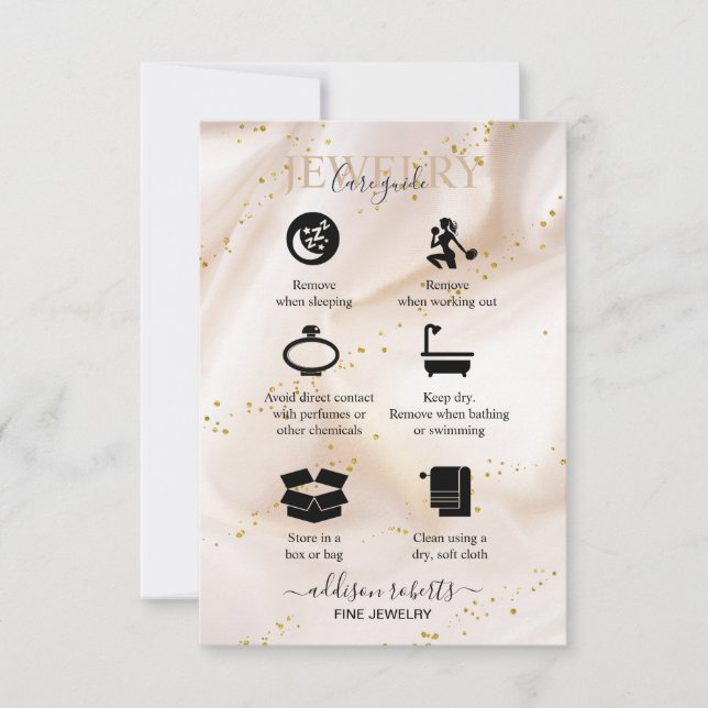 Gold glitter Jewelry Care   Thank You Card (Front)