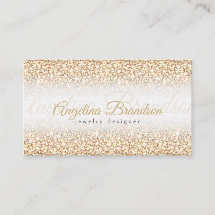 Gold Glitter Jewelry Designer Shimmering Card Zazzle
