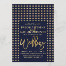 Gold Glitter Jewels Navy Blue Simple Wedding