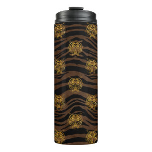 Gold Glitter Jungle Tiger Pattern Thermal Tumbler