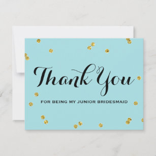 Gold Glitter   Junior Bridesmaid Thank You Cards