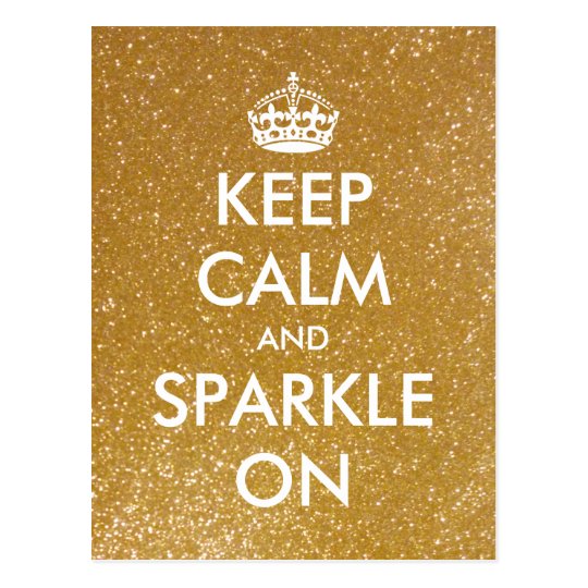Gold glitter Keep calm and sparkle on postcards