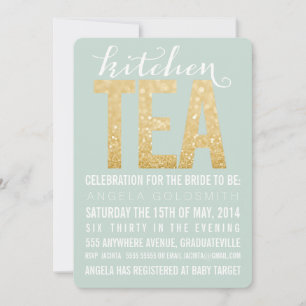 Gold Glitter Kitchen Tea Shower Party Invitation
