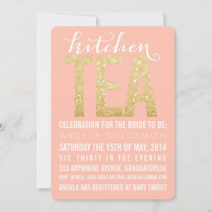 Gold Glitter Kitchen Tea Shower Party Invitation