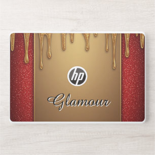 💻 Gold Glitter Laptop Skin For Bold Red Tech