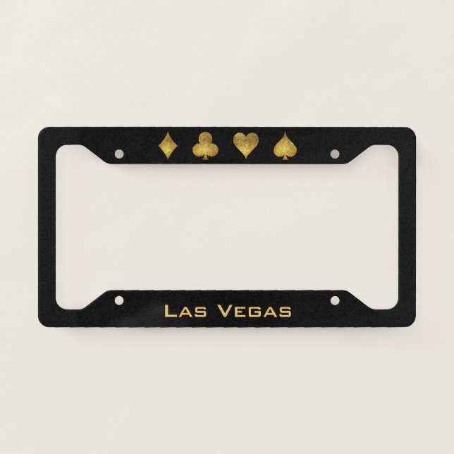Gold Glitter Las Vegas Licence Plate Frame (Front)
