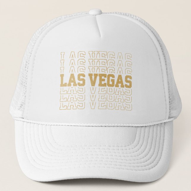 Gold Glitter Las Vegas  Trucker Hat (Front)