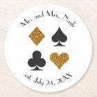 Gold Glitter Las Vegas Wedding CustomDrink Coaster