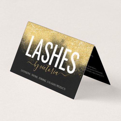 Gold Glitter Lashes Aftercare Loyalty All In One Business Card