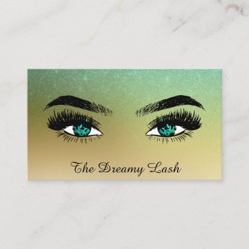  Gold Glitter Lashes QR Brows Extensions Business Card