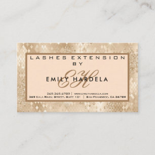 Gold Glitter Lashes with Aftercare Instruction Business Card