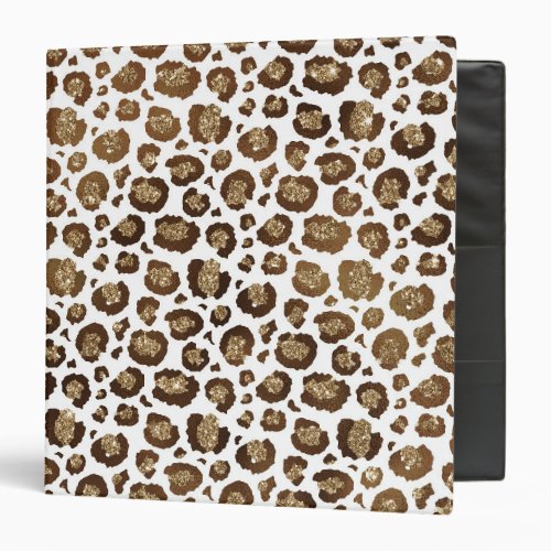 Gold Glitter Leopard Print 3 Ring Binder