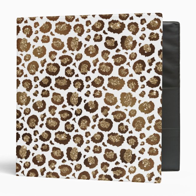 Gold Glitter Leopard Print 3 Ring Binder (Front/Inside)