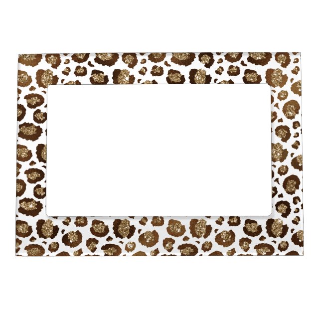 Gold Glitter Leopard Print Magnetic Frame (Front)