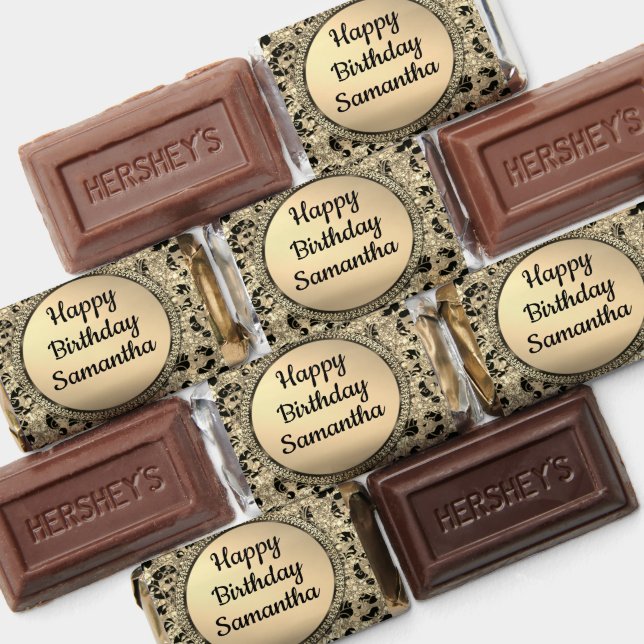 Gold Glitter Leopard Print Personalized Birthday Hershey's Miniatures (Assorted)