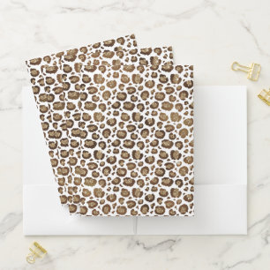 Gold Glitter Leopard Print Pocket Folder