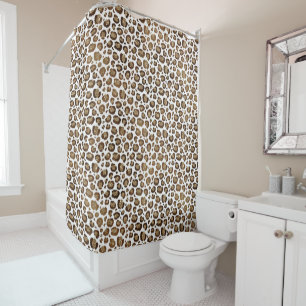 Gold Glitter Leopard Print Shower Curtain