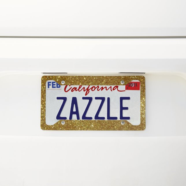 Gold Glitter License Plate Frame (On Car)