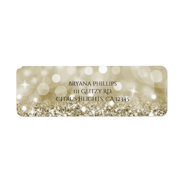 Gold Glitter & Lights Glamour Chic Golden Glam Label (Front)