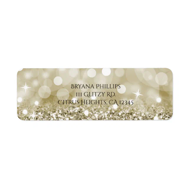 Gold Glitter & Lights Glamour Chic Golden Glam Label | Zazzle