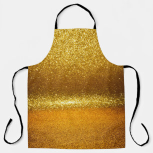 Gold glitter lights, vintage Christmas texture. Apron