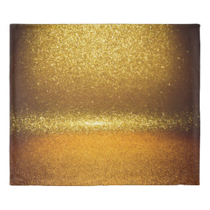 Gold glitter lights, vintage Christmas texture. Duvet Cover