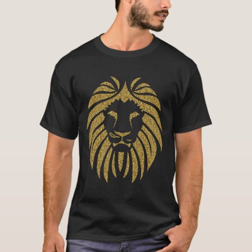 Gold Glitter Lion Tribal Silhouette T_Shirt