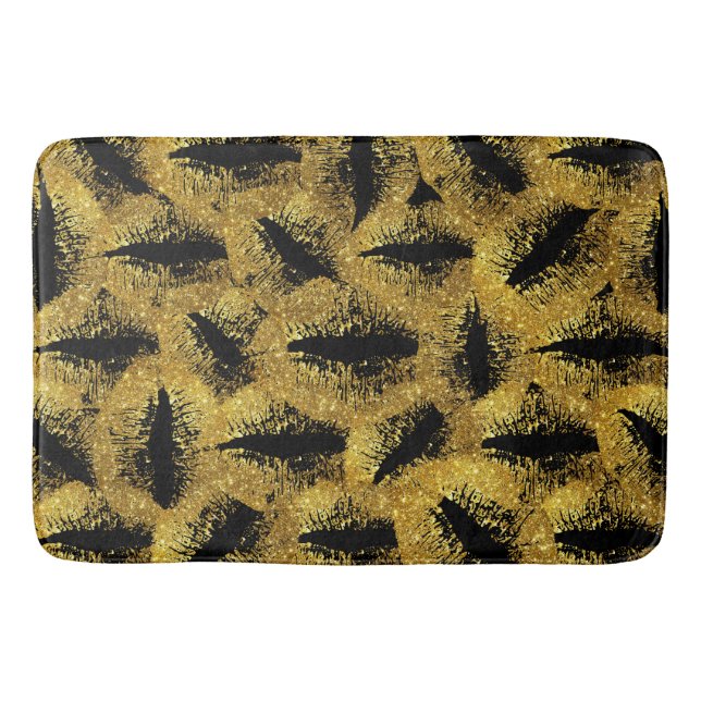 Gold Glitter Lips #2 Bathroom Mat (Front)