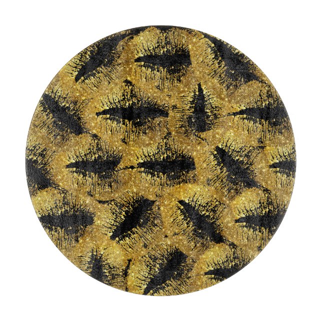 Gold Glitter Lips #2 Cutting Board (Front)