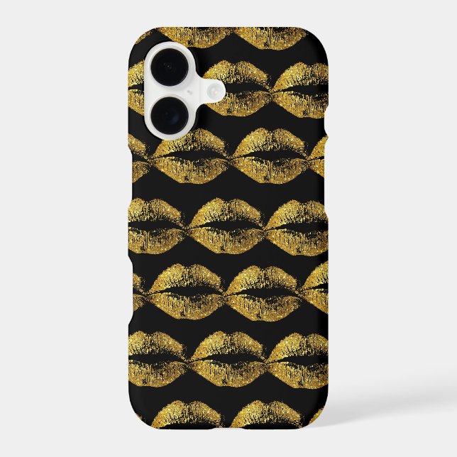 Gold Glitter Lips #2 Iphone Case (Back)