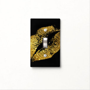 Gold Glitter Lips #2 Light Switch Cover