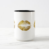 Gold Glitter Lips #2 Two-Tone Coffee Mug (Center)