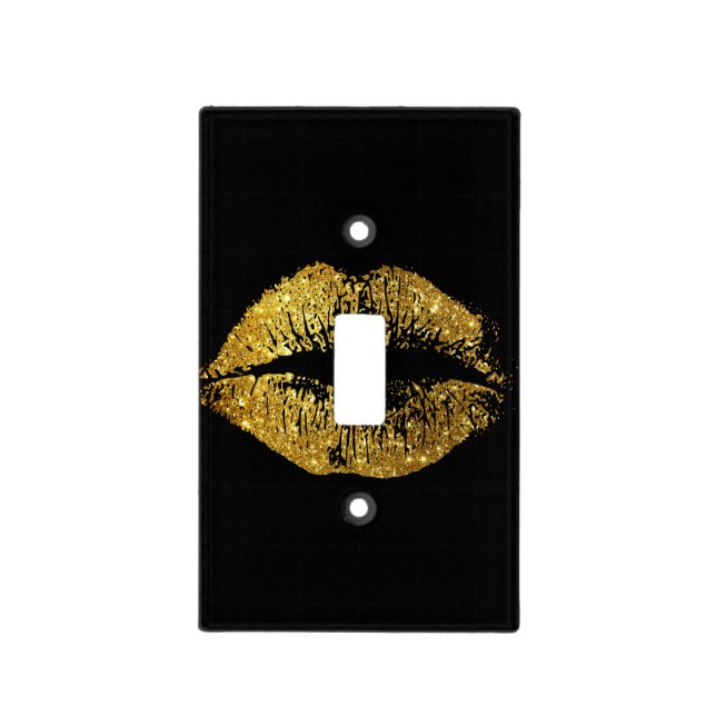 Gold Glitter Lips #3 Light Switch Cover (Front)